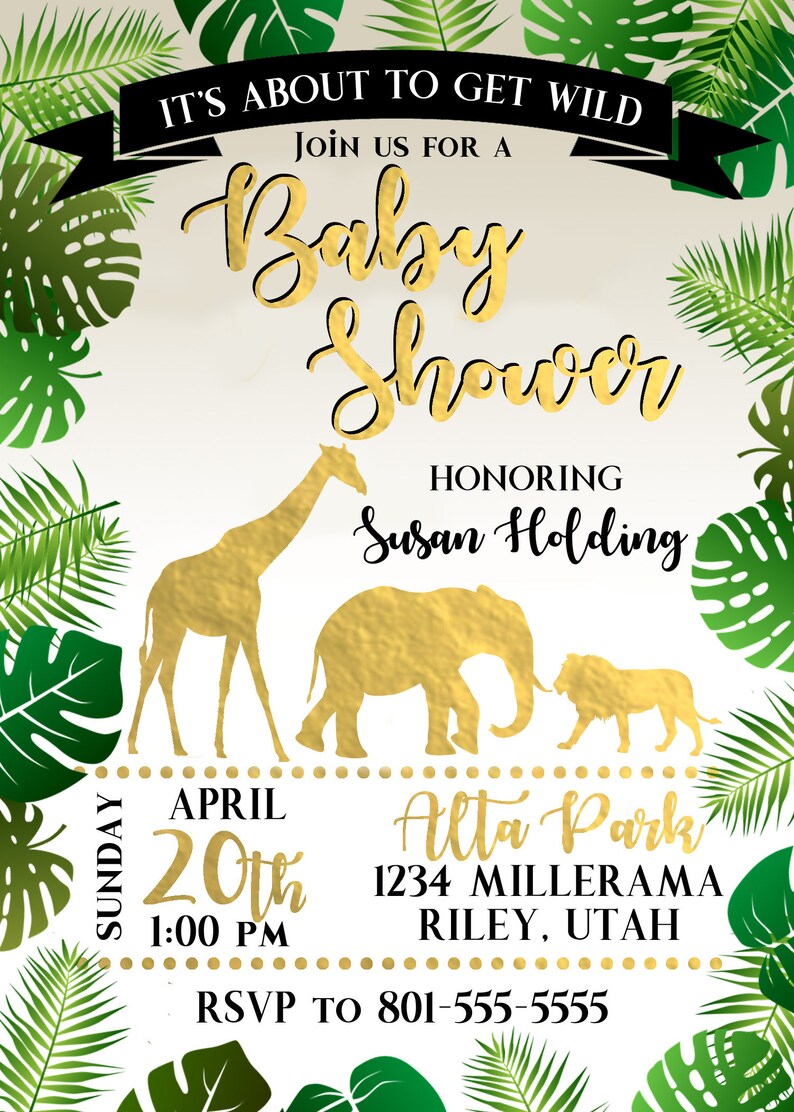 Jungle Baby Shower Invitation Theme Printable Invitations - Etsy