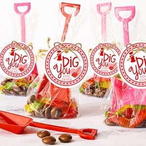 I dig you valentine red and pink to go with shovel for kid's valentine's day gifts to class and friends instant download to print digital