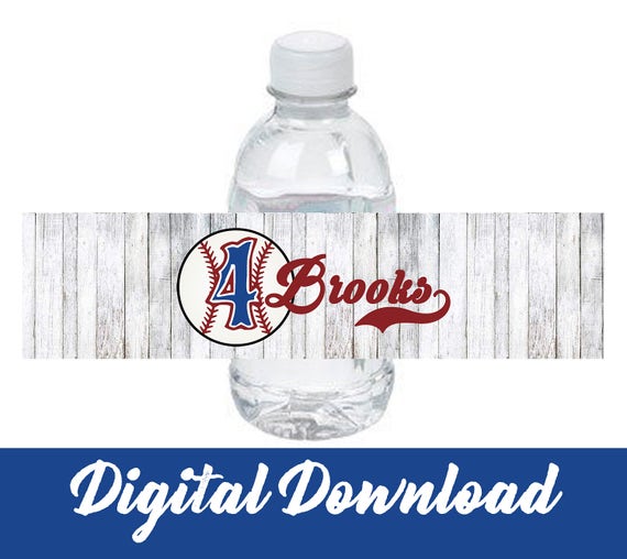 Baseball Water Bottle Labels or Baseball Bubble Bottle Labels Etsy