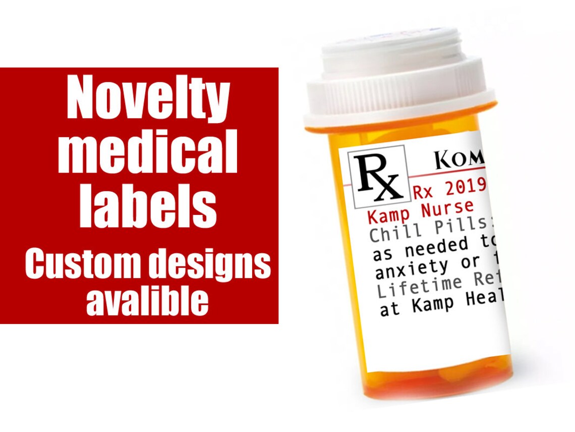 Novelty Medical Labels or Pill Bottle Custom Design Digital Etsy