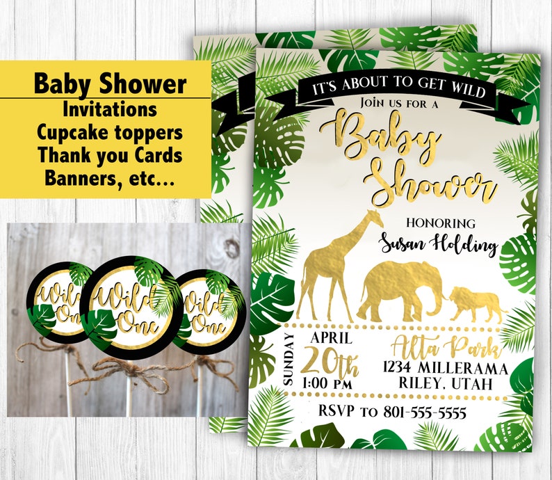 Jungle Baby Shower Invitation Theme Printable Invitations - Etsy