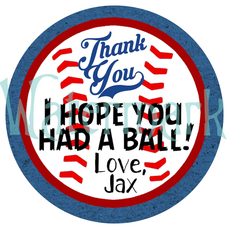 Thank You Tags Labels for Baseball Themed Birthday Party Etsy