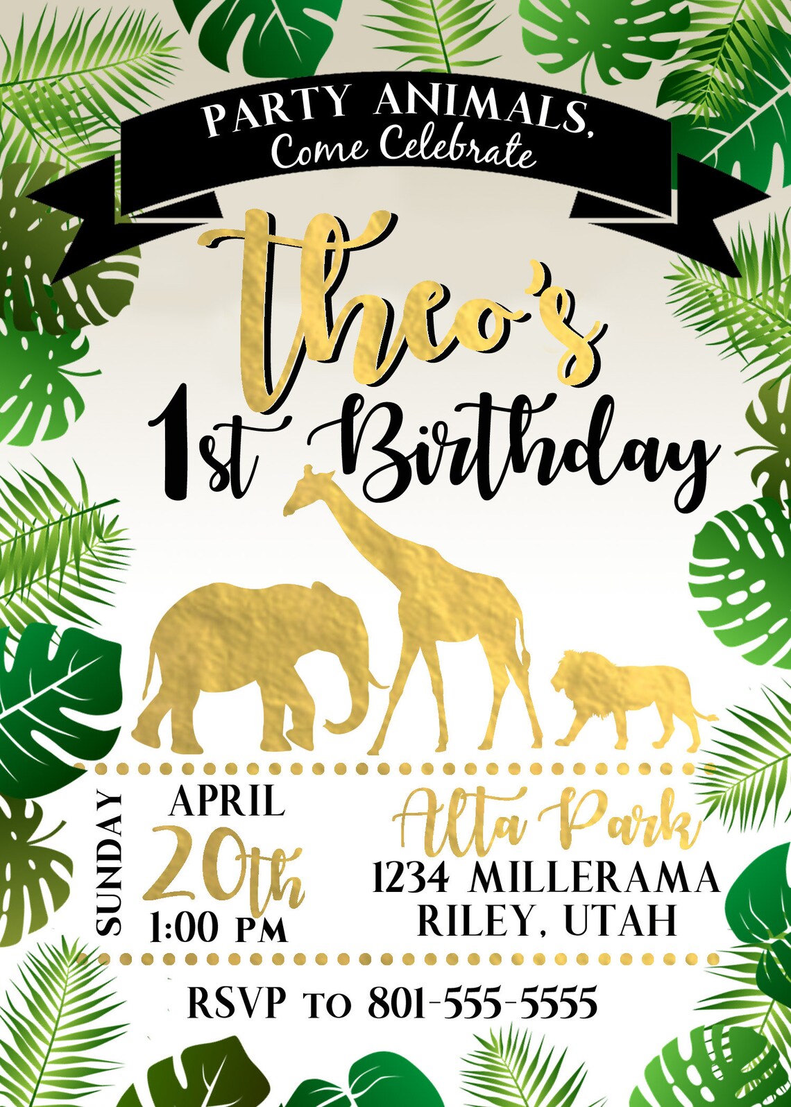 Jungle Birthday Invitation Theme Printable Birthday | Etsy