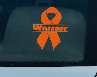 Orange Multiple Sclerosis Warrior Ribbon Vinyl Decal