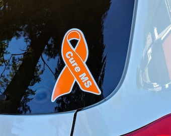MS Awareness Ribbon Decal: Die-Cut Vinyl Sticker (7x4.5 in)