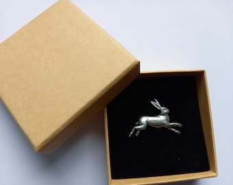 Hare pin badge & gift box
