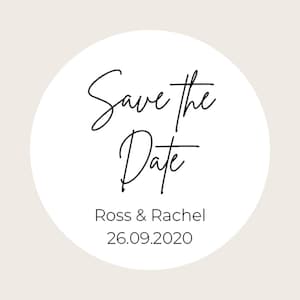 Pegatinas redondas personalizadas para guardar la fecha para invitaciones de boda, sellos para sobres y pegatinas con diseño minimalista.