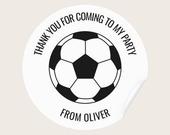 Personalisierte Fußball Partytasche Aufkleber, Kindergeburtstag Dankeschön Etiketten, Fußball Gastgeschenke