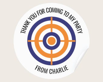 Personalised Round Birthday Dart Target Party Bag Stickers (37mm)