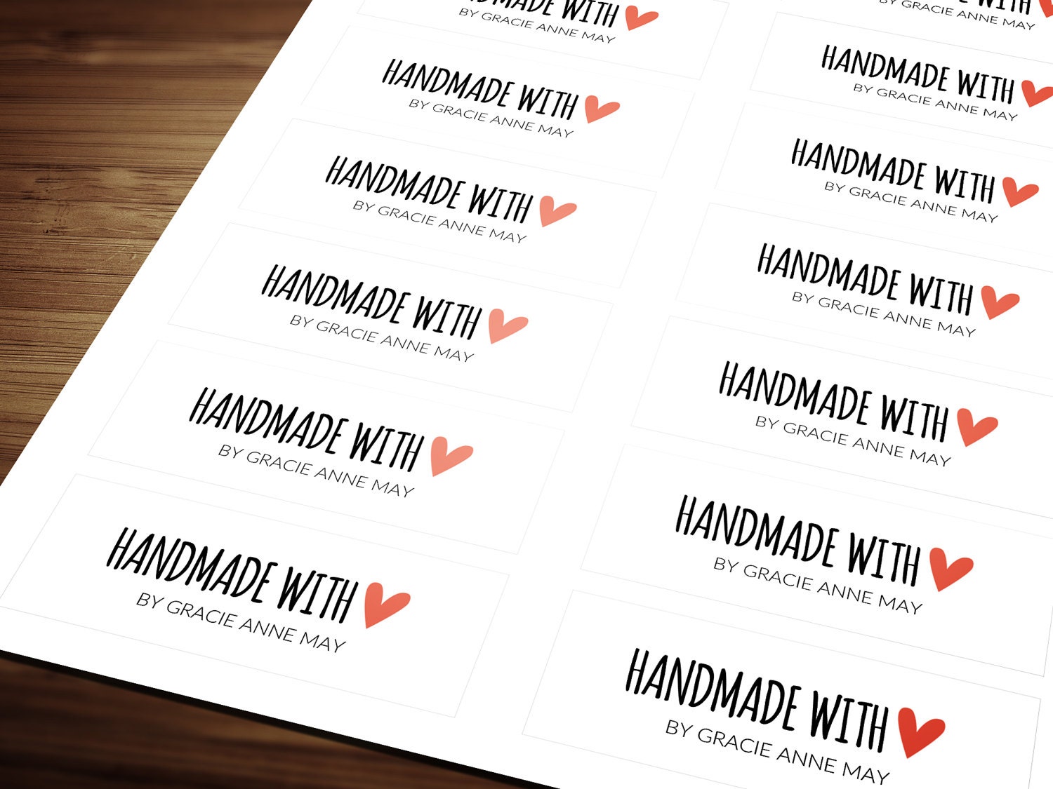 Handmade With Love Personalized Sticky Labels Sheets Self Adhesive for ...