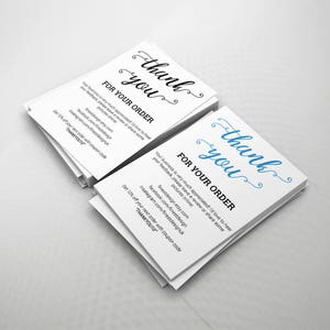 Cartões de agradecimento personalizados, cartões de elogios de pedido, agradecimento de venda, agradecimento Etsy, deslizamento de inserção de pedido, tamanho A6, design de script elegante