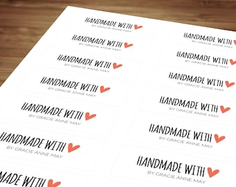Personalized Handmade With Love Labels, 42 Stickers