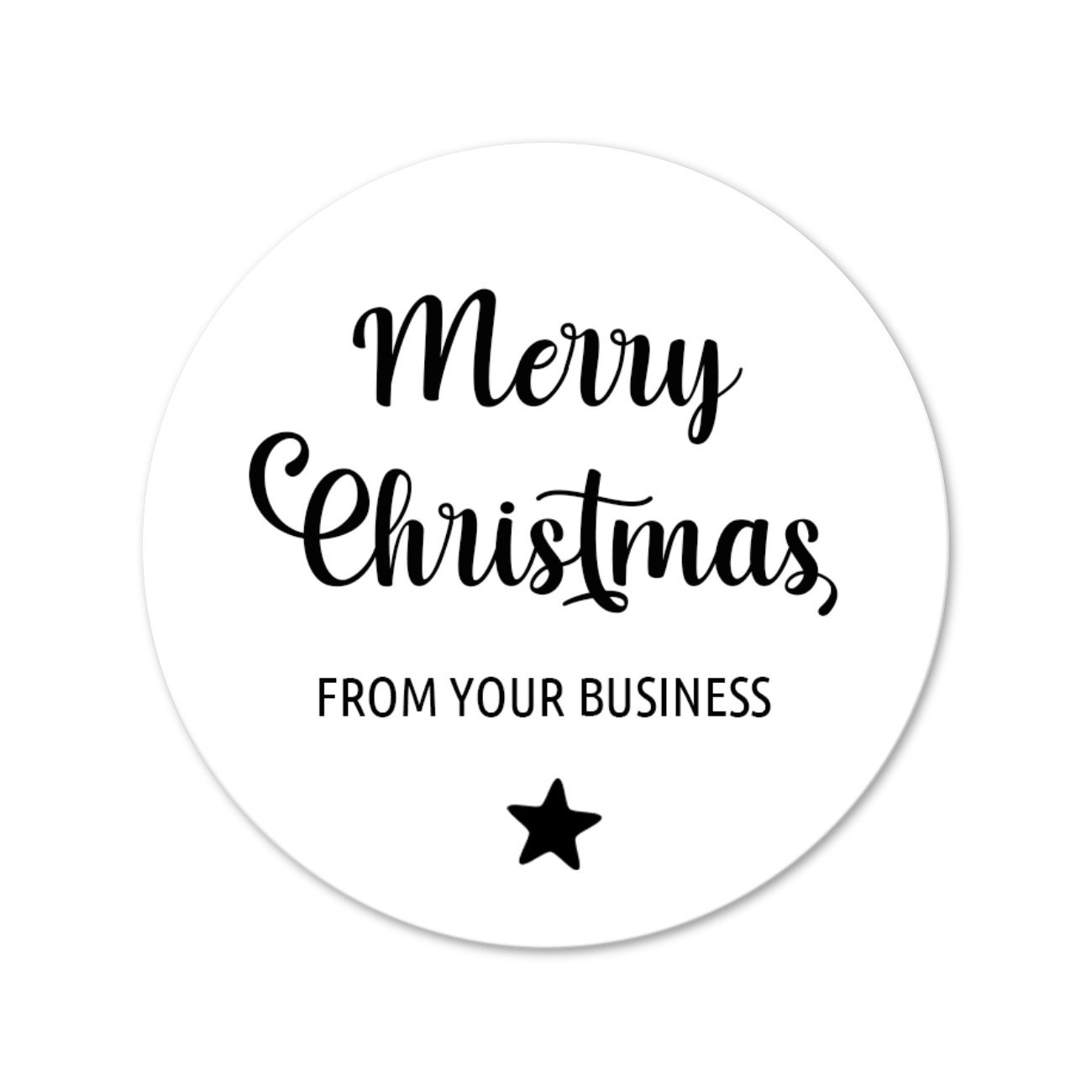 Personalised Round Stickers Merry Christmas From Your Business / Name Christmas Star Christmas Post Stickers / Holidays Post Stickers