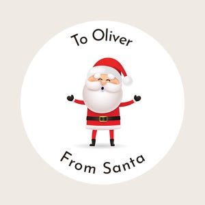 35 x Adesivos de Natal redondos personalizados / Etiquetas / Etiquetas de presente / Selos de envelope com design de Papai Noel / Papai Noel