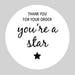 Round Thank You Stickers, Sheets, Self Adhesive for Postage, Packaging, Products, Mailing - Thank You For Your Order - You're a Star, 37mm