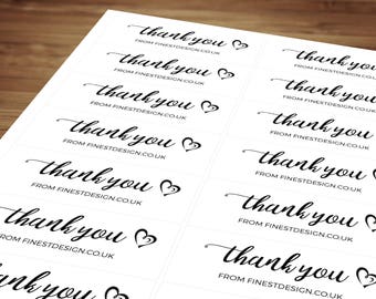 Personalised Order Thank You Stickers / Labels / Compliment Sheets Self Adhesive for Postage, Packaging, Products, Mailing