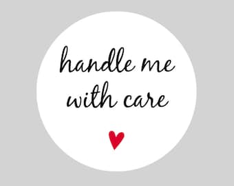 Handle me With Care Stickers, Sheets, Self Adhesive for Postage, Packaging, Products, Mailing  37mm