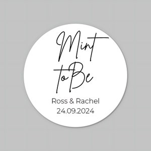 Personalised Round Wedding Envelope Seal Stickers / Wedding Favor Stickers / Invite Stickers / Sweet Bag - Mint to Be Minimal Script Design