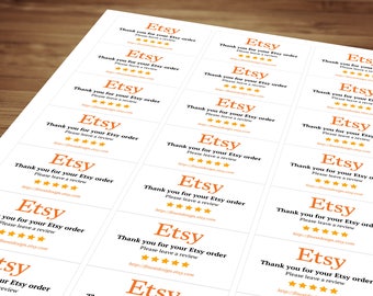 Personalised Etsy Order Thank You / Etsy Review Stickers / Labels Adhesive for Postage, Packaging, Products, Mailing, Envelope Seal