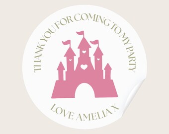 Prinzessin Geburtstag Partytüten Aufkleber für Mädchen / süße Zapfenaufkleber - Schloss