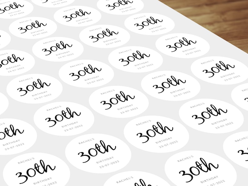 Pegatinas Redondas Personalizadas 37mm | Dulceros Para Cumpleaños 18, 21, 30 Años | Sticker Regalo
