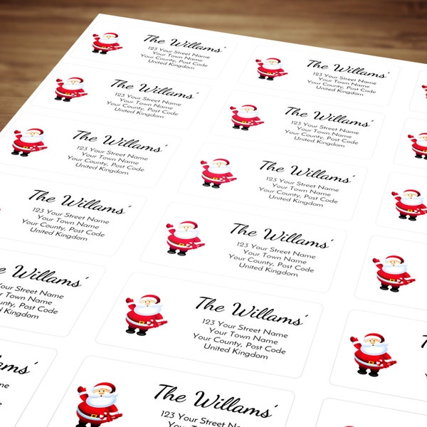 Christmas Themed Personalized Custom Return Address Labels / Stickers For Postage, Envelopes, Parcels, Boxes