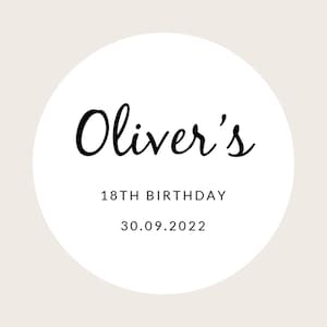 Sac rond personnalisé pour bonbons de fête d'anniversaire/sac cadeau/autocollants cônes de bonbons au choix/âge/date 37 mm
