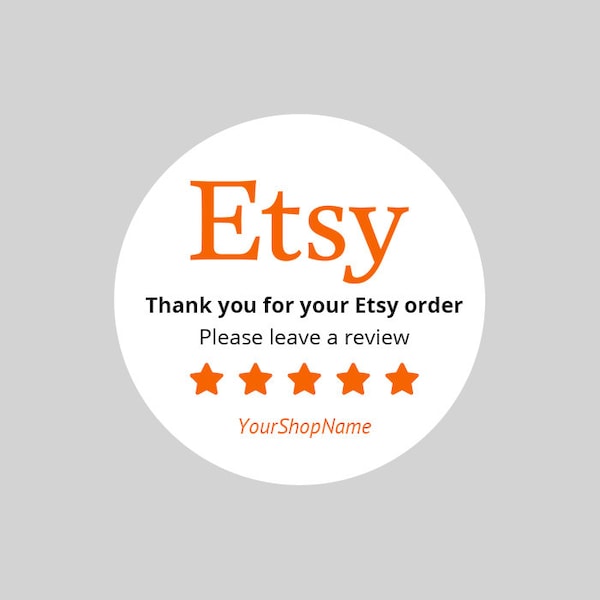 Personalised Round Etsy Order Thank You / Etsy Review Stickers / Labels Adhesive for Postage, Packaging, Products, Mailing, Envelope Seal