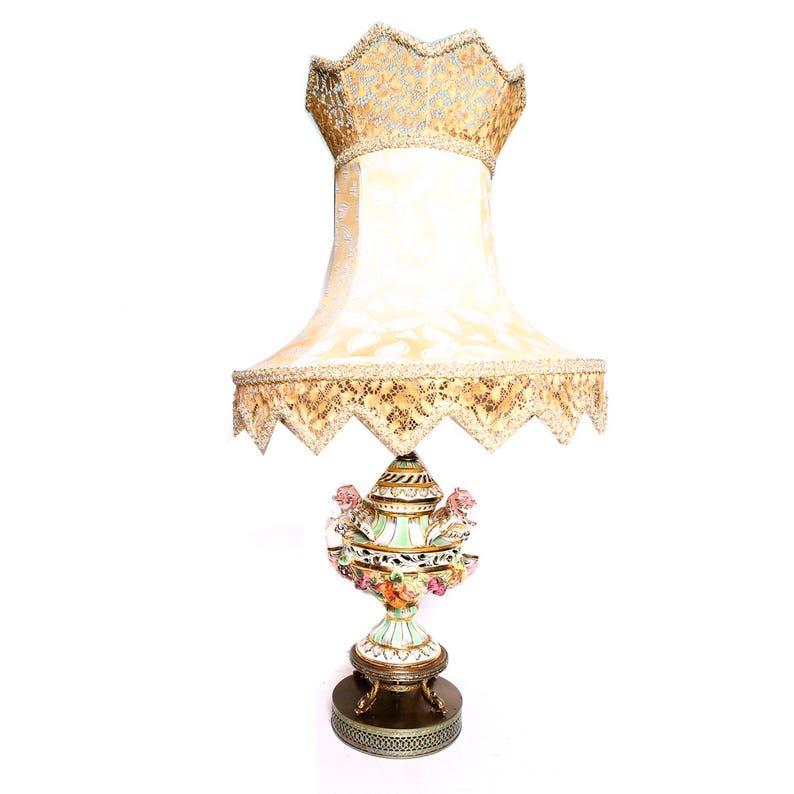 Antique Italian Porcelain Capodimonte Lamp With Dragon Image 0