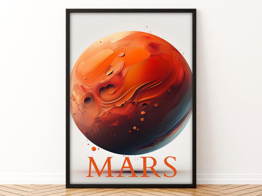 Bold Red Mars Poster Design, Graphic Astronomy Home Wall Art, Printable ...