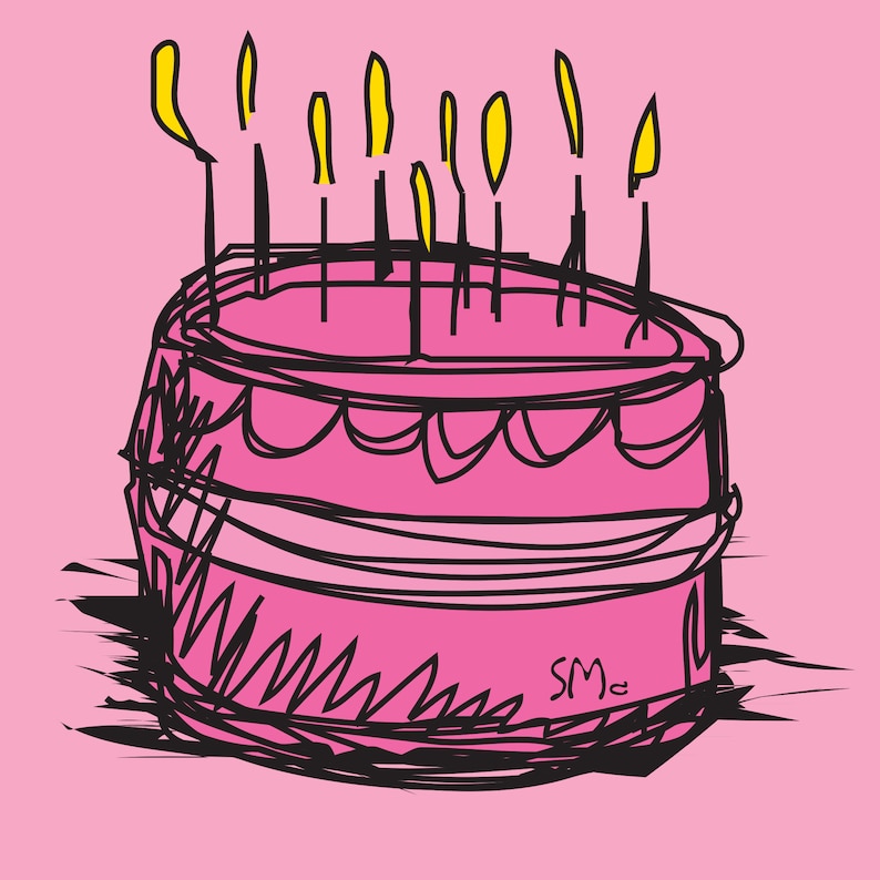Happy Birthday Cake Printable Pink Birthday Poster in Various Sizes for ...