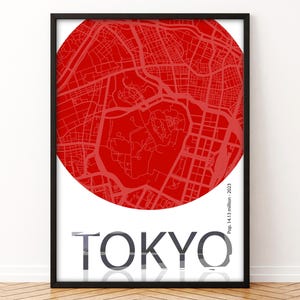 Modern Tokio, Japan, stad, kaart grafische muurkunst. Grote steden, posterkunst Tokio,