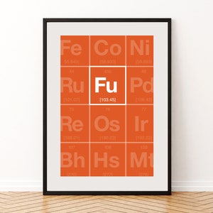 Contemporary Chemistry Table of Elements Poster, Printable Irreverent Newly Discovered Chemistry Element Home Wall Art, Digital Download