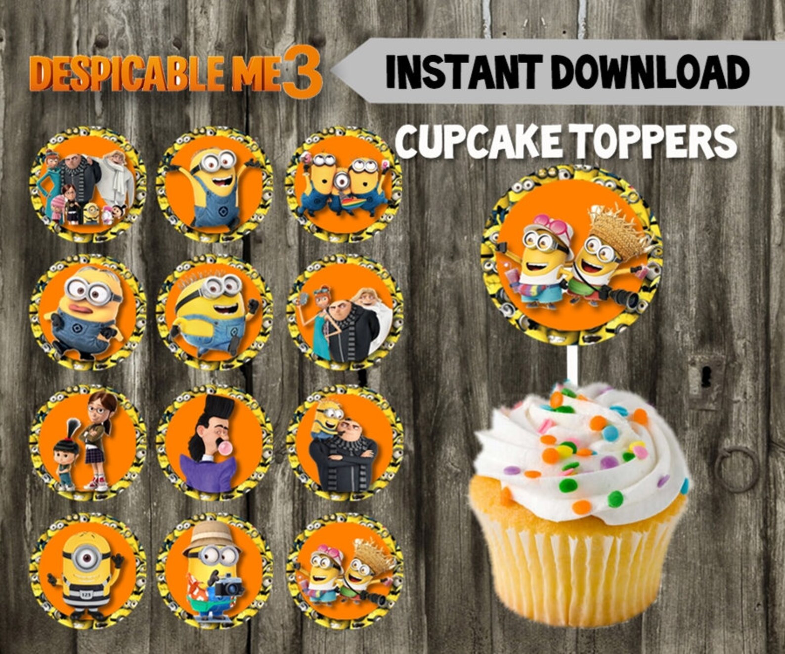 DM3 // Despicable Me 3 Cupcake Toppers // Instant Download // Party ...