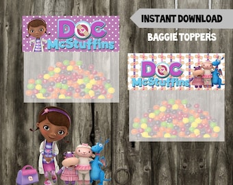 Doc McStuffins Baggie Toppers // Party Favor // Doc Mcstuffins Birthday Favor// DIY // Printable // Instant Download