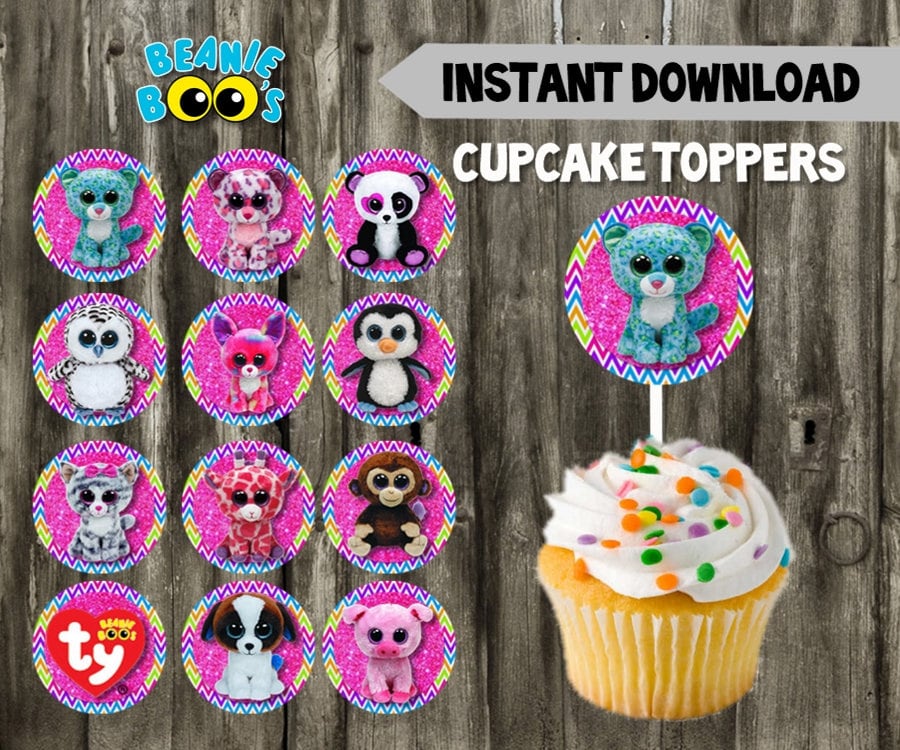 Beanie Boo Cupcake Toppers // DIY // 12 Beanie Boo Toppers // Etsy