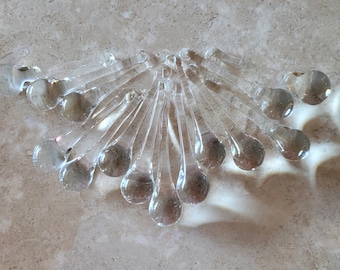 Handmade Clear Glass Raindrop Ornaments for Christmas 2 3/8&quot; Set of 14