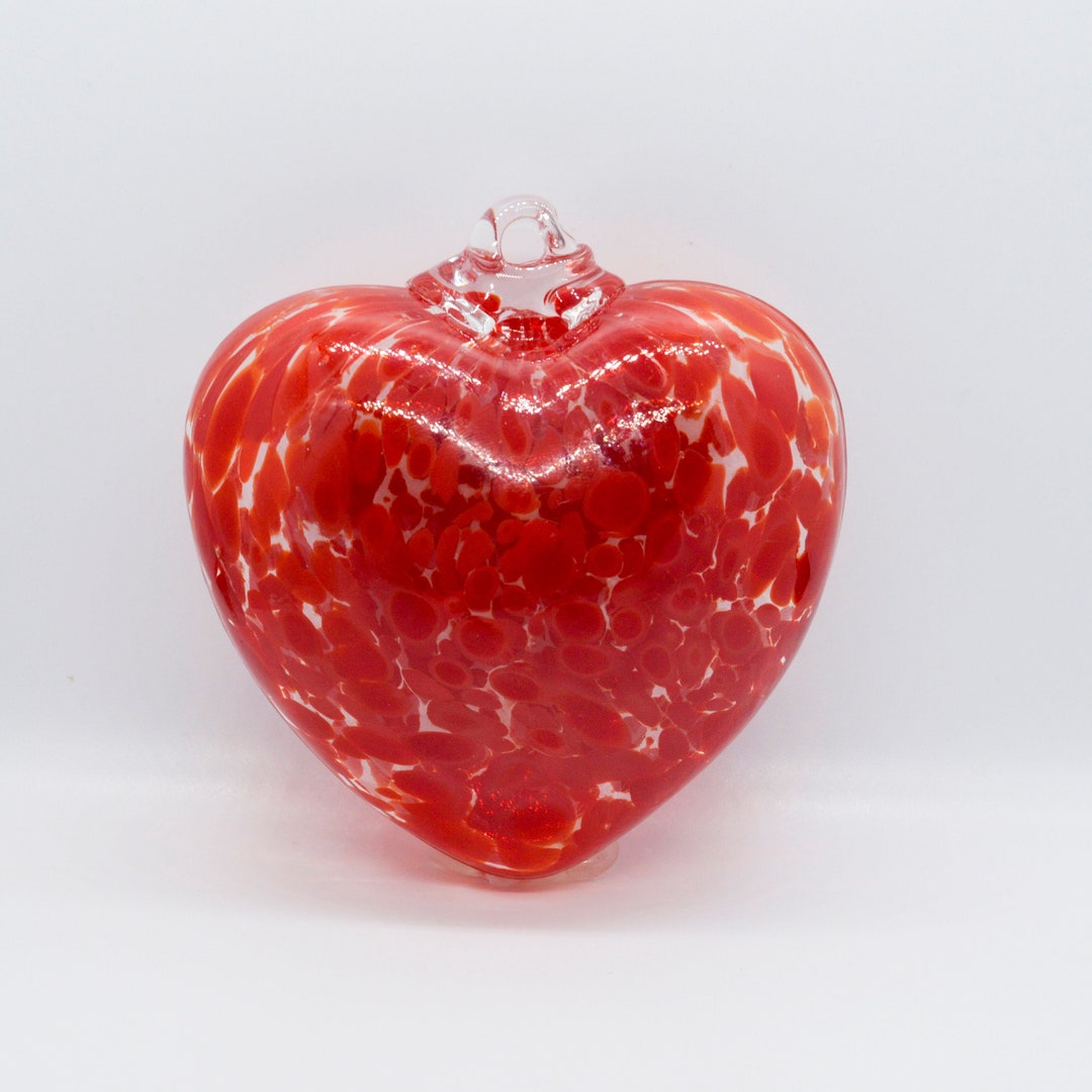 Red Speckled Blown Glass Heart Ornament Handcrafted Keepsake Gift - Etsy