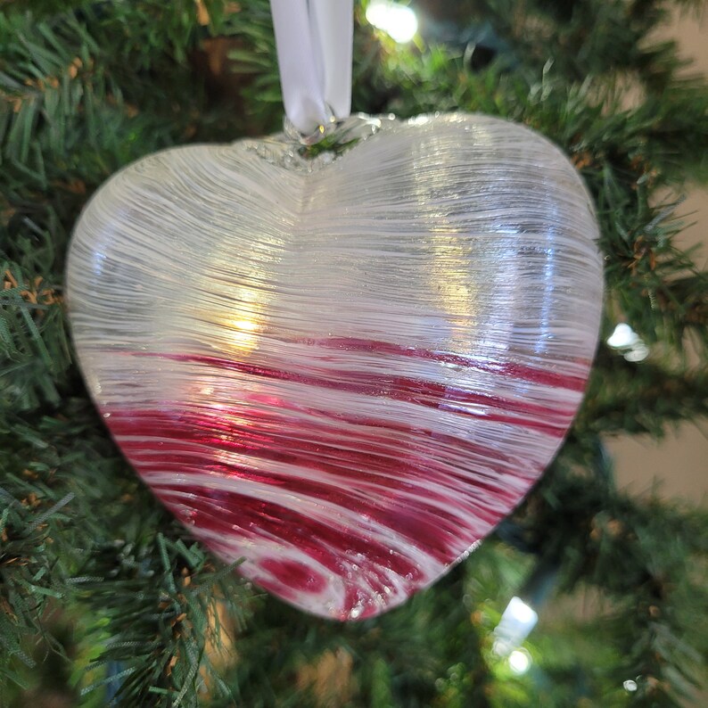 2 Sisters Artisan Glass 4 Ribbed Iridescent Red Blown Glass Ornament image 7