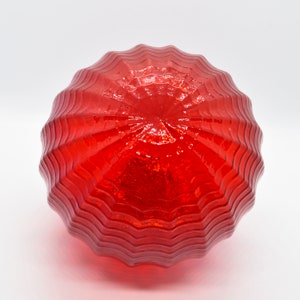 2 Sisters Artisan Glass 4 Ribbed Iridescent Red Blown Glass Ornament image 4