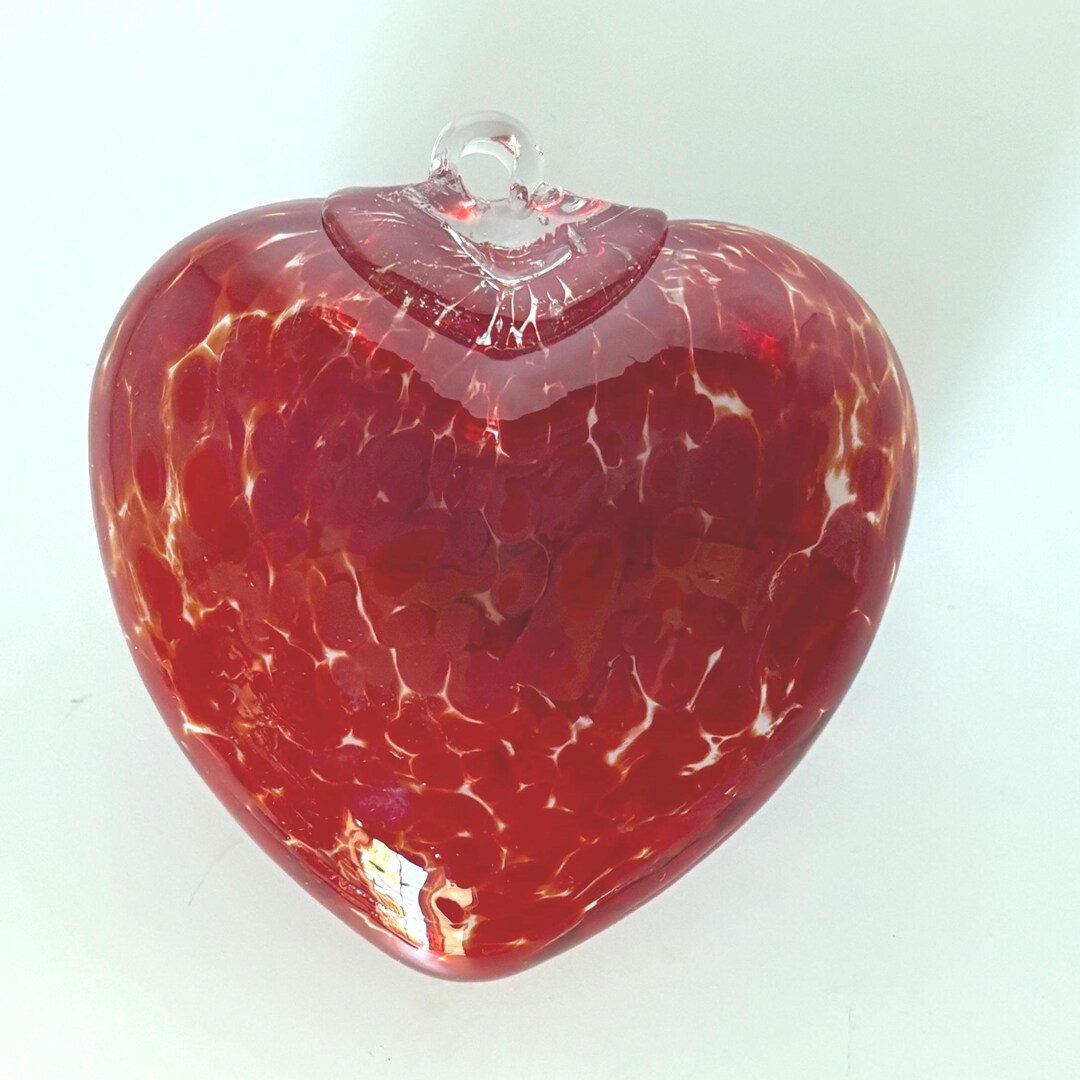 Red Speckled Blown Glass Heart Ornament MISFIT - Etsy