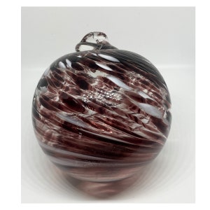 Purple & White Swirled Blown Glass Ornament, Blown Glass Friendship Ornament, Glass Suncatcher
