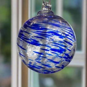 Cobalt Blue Swirled Blown Glass Ornament Blown Glass Friendship Ornament