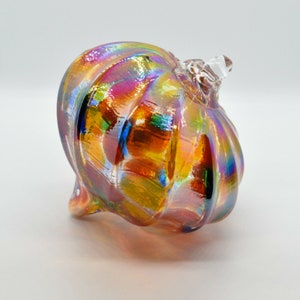 Iridescent Red Speckled Blown Glass Ornament Onion or Top Ornament