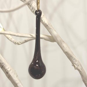 Handmade Black Glass Raindrop Ornaments 2 3/8" Set of 14