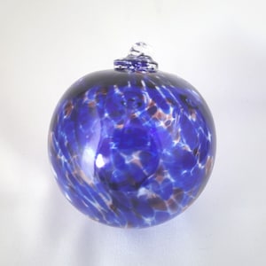 Cobalt Blue & Purple Speckled Blown Glass Witch Ball Ornament Tree Of Life Ornament