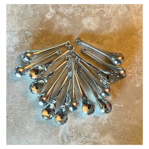 Handmade Silver and Clear Glass Raindrop Ornaments 2 3/8&quot; Set of 14 by 2 Sisters Artisan Glass