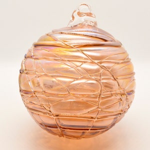 2 Sisters Artisan Glass 4" Iridescent Rose Gold Blown Glass Ornament