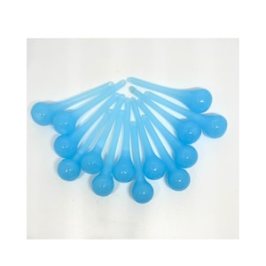 Handmade Opaque Turquoise Glass Raindrop Ornaments 2 3/8&quot; Set of 14 by 2 Sisters Artisan Glass