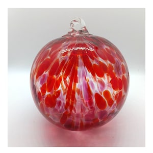 Colorful Red and Purple Blown Glass Ornament - Confetti Speckled Friendship Ornament